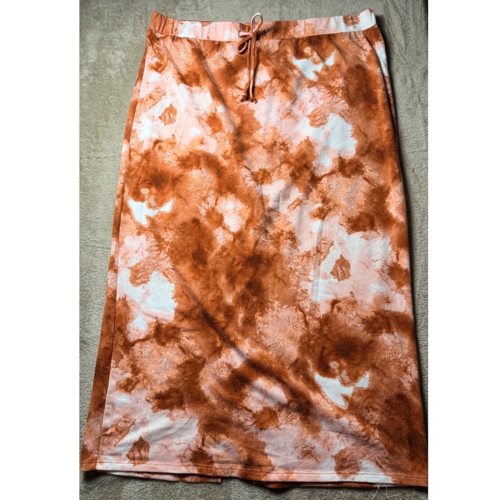 Messini Womens XL Tie Dye Maxi Skirt Boho Lounge Cozy Hippie